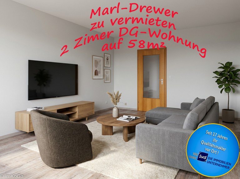 9580 Titelfoto Marl - Drewer Etagenwohnung MARL - DREWER: Hier ist gem�tliches WOHNEN unter dem Dach auf ca. 58m�